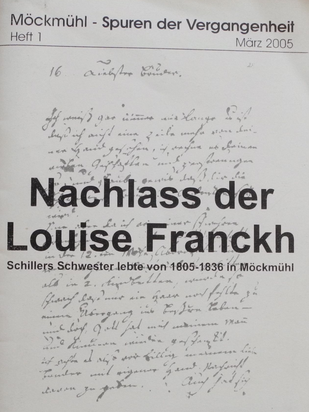 Möckmühl - Spuren der Vergangenheit, Heft 1 Nachlass der Louise Franckh